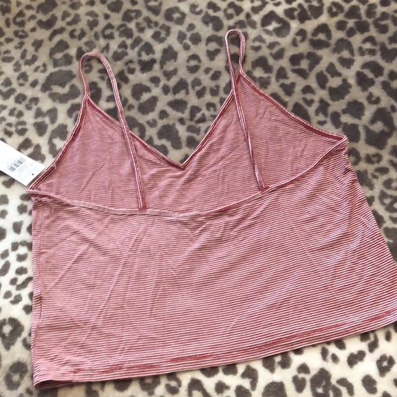American Eagle Red Stripe V-neck Crop Cami Top Medium - Picture 4 of 11